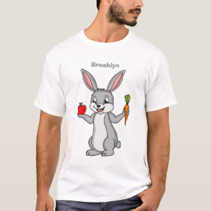 Niedliches Hasen mit Gemüse Cartoon T-Shirt
