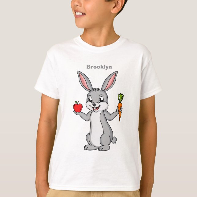 Niedliches Hasen mit Gemüse Cartoon T-Shirt (Vorderseite)