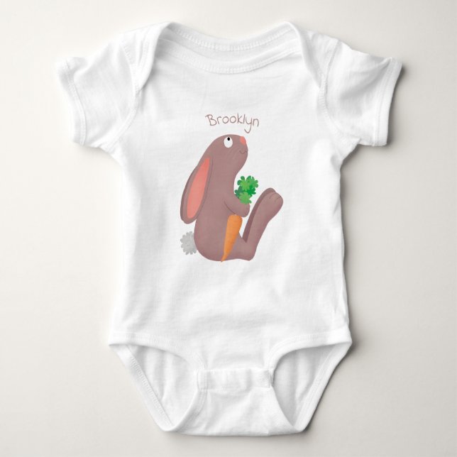 Niedliches Hasen mit KarottenCartoon Baby Strampler (Vorderseite)