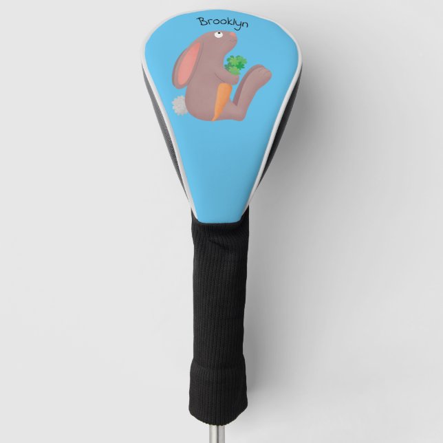 Niedliches Hasen mit KarottenCartoon Golf Headcover (Vorderseite)