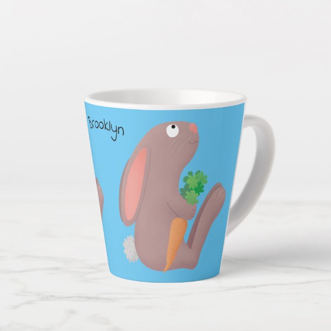 Niedliches Hasen mit KarottenCartoon Milchtasse (Rechte Ecke)