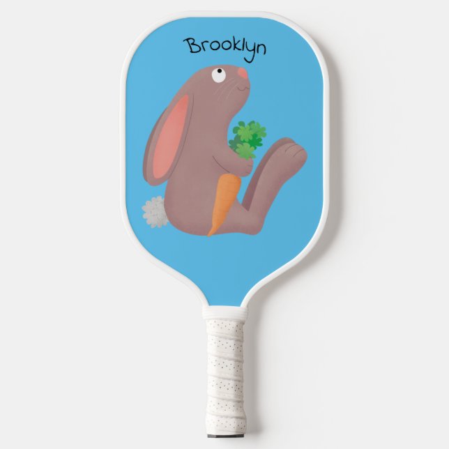 Niedliches Hasen mit KarottenCartoon Pickleball Schläger (Vorderseite)