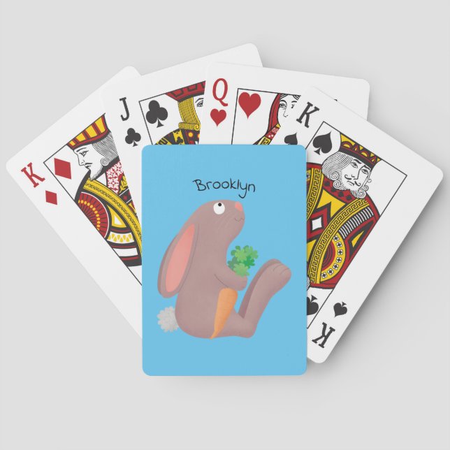 Niedliches Hasen mit KarottenCartoon Spielkarten (Rückseite)