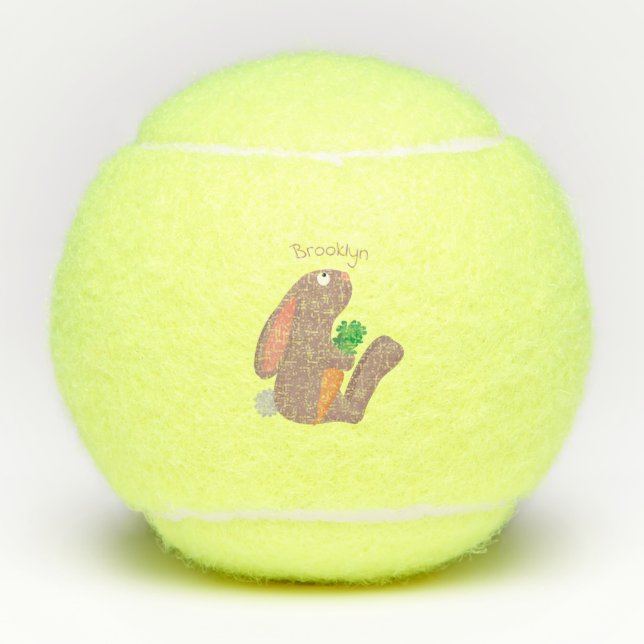 Niedliches Hasen mit KarottenCartoon Tennisbälle (Vorderseite)