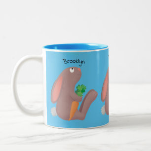 Niedliches Hasen mit KarottenCartoon Zweifarbige Tasse