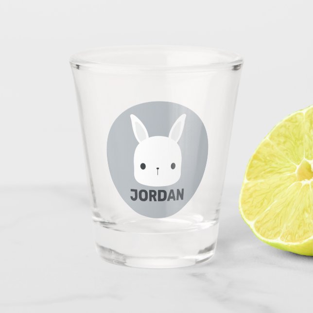 Niedliches Hasen mit Personalisiertem Namen Schnapsglas (Vorderseite)