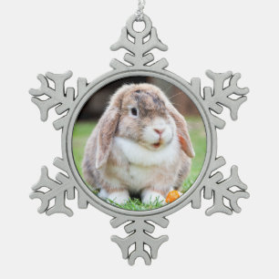 Niedliches Hasen Schneeflocken Zinn-Ornament