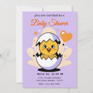 Niedliches Hatching Chick Baby Shower - Einladung