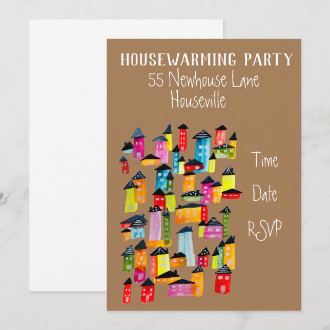 Niedliches Haus Aquarellbilderhaus Einladung (Vorne/Hinten)