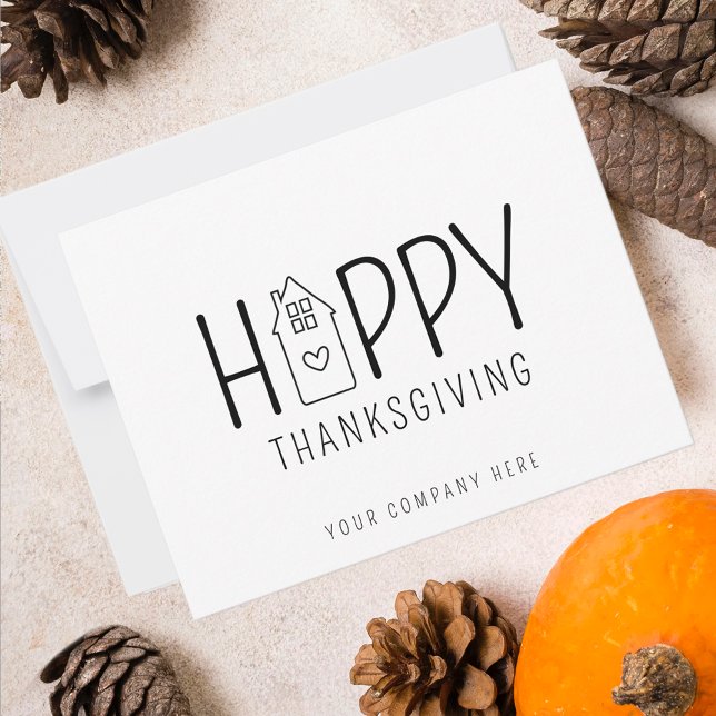 Niedliches Haus glücklich Erntedankfest Real Anwes Karte (Cute House Happy Thanksgiving Real Estate Card)