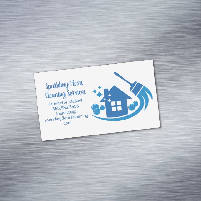Niedliches Haus Reinigungsservice Haushaltshilfe B Magnetische Visitenkarte (Beispiel)