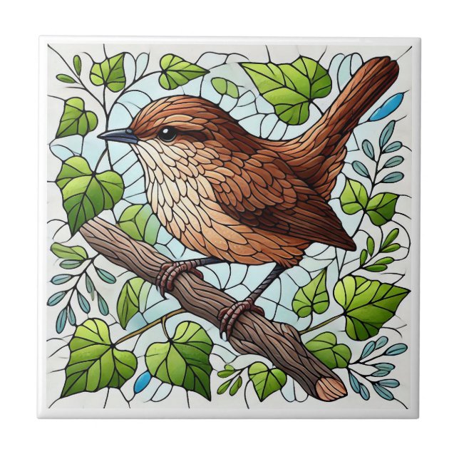 Niedliches Haus Wren verketteter Glass Look Fliese (Vorderseite)