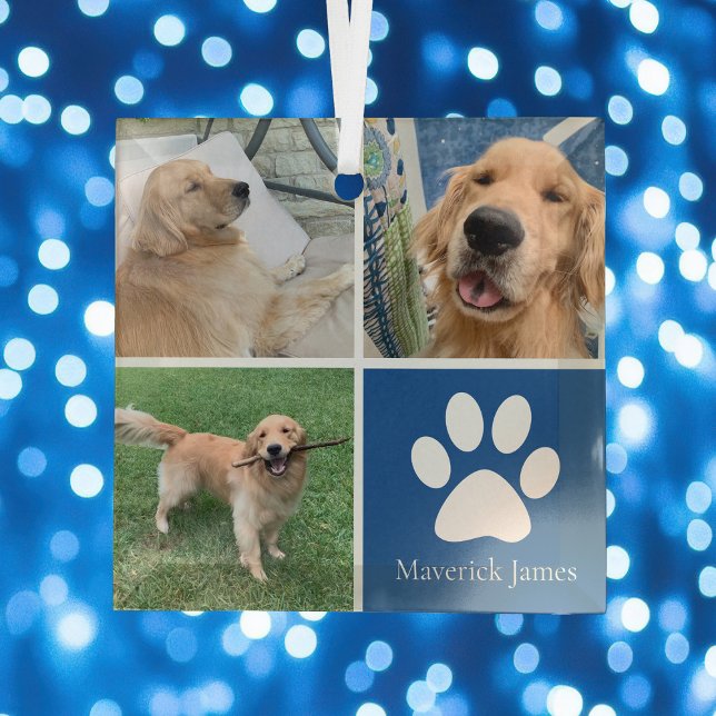 Niedliches Haustier Foto Personalisiert Hundebesit Ornament Aus Glas (Von Creator hochgeladen)
