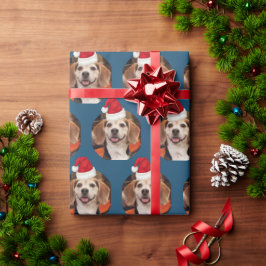 Niedliches Haustier Foto Weihnachtsmannmützen Weih Geschenkpapier
