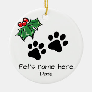 Niedliches Haustier Weihnachtskat-/Hundepapierdruc Keramik Ornament
