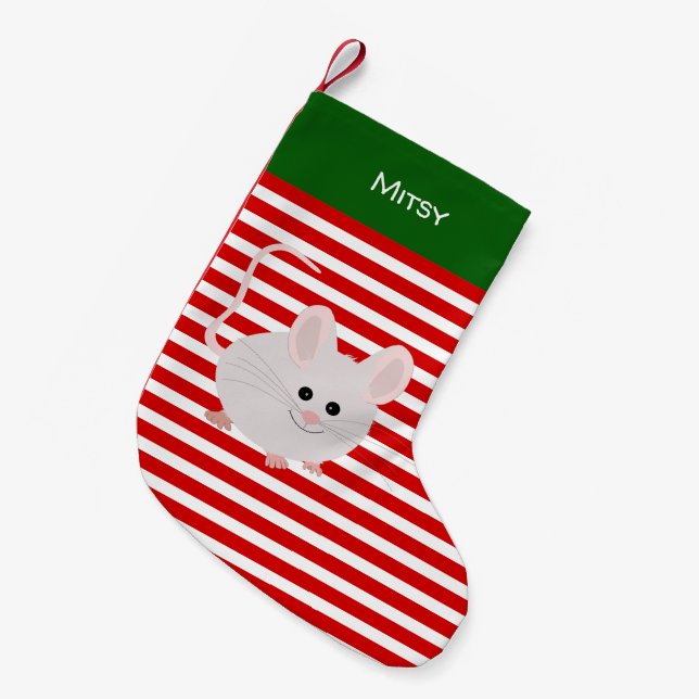 Niedliches Haustier Weiße Maus Weihnachten Strumpf Kleiner Weihnachtsstrumpf (Vorderansicht (hängend))