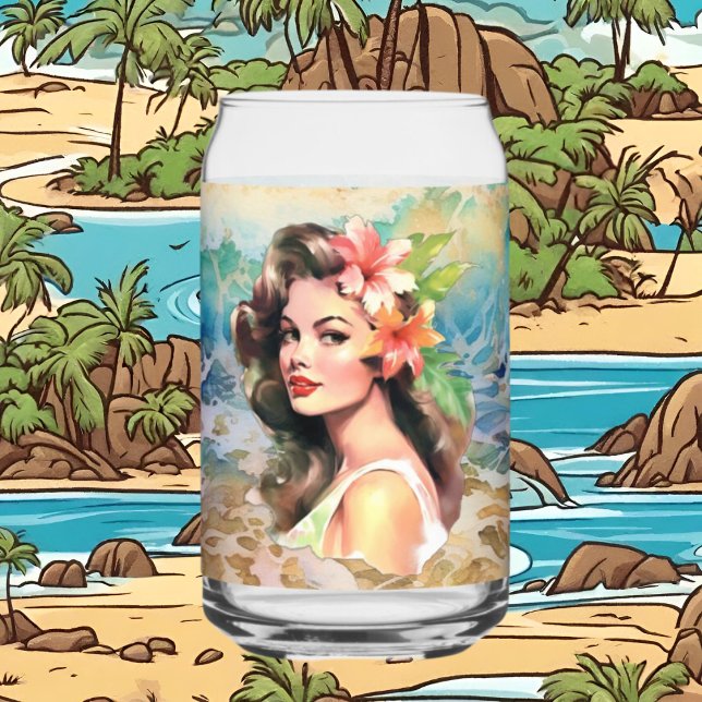 Niedliches Hawaii Beach Retro Ladenhaus Dosenglas (Von Creator hochgeladen)