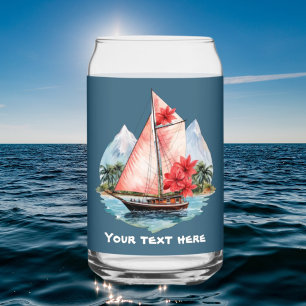 Niedliches Hawaiianisches Sailboat fügt Textstrand Dosenglas
