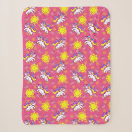 Niedliches, heiß rosa, sonniges Einhornmuster Sherpadecke