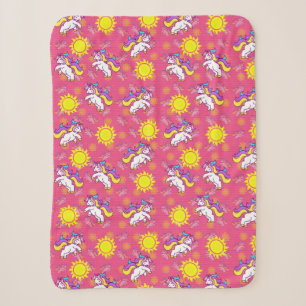 Niedliches, heiß rosa, sonniges Einhornmuster Sherpadecke