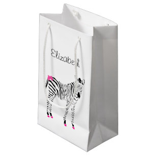Niedliches heißes Rosa und schwarzer Girly Zebra Kleine Geschenktüte