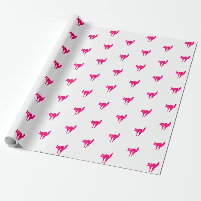 Niedliches, heißrosa Fuchsikat Geschenkpapier (Ungerollt)