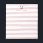 Niedliches hellblau rosa Farbstreifen Monogramm Notizblock<br><div class="desc">Das Design zeichnet sich durch eine personalisierte Monogramm-Initial und den Namen in einem einfachen und modernen typografischen Schriftart mit einem niedlichen,  modernen und stilvollen hellblütenrosa Pinselstreifen aus.</div>