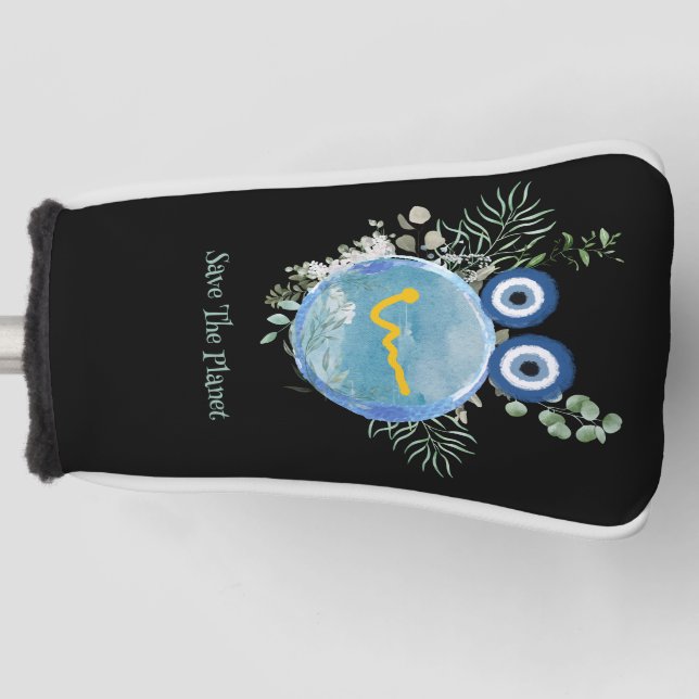Niedliches helles Blau rettet den Planeten-Sammelp Golf Headcover (Vorderseite)