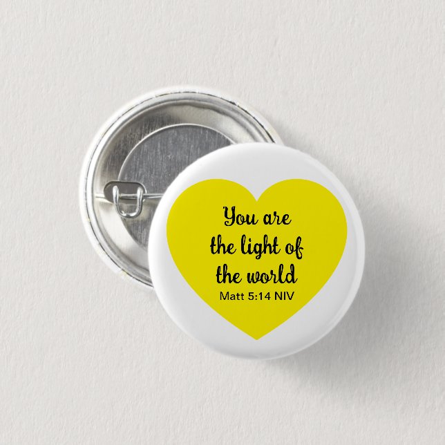 Niedliches helles Gelbherz Licht der Welt Button (Vorne & Hinten)