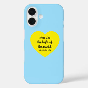 Niedliches hellgelbes Herz Licht der Welt Blau iPhone 16 Hülle