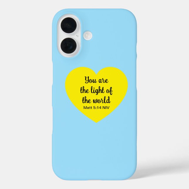 Niedliches hellgelbes Herz Licht der Welt Blau iPhone 16 Hülle (Rückseite)