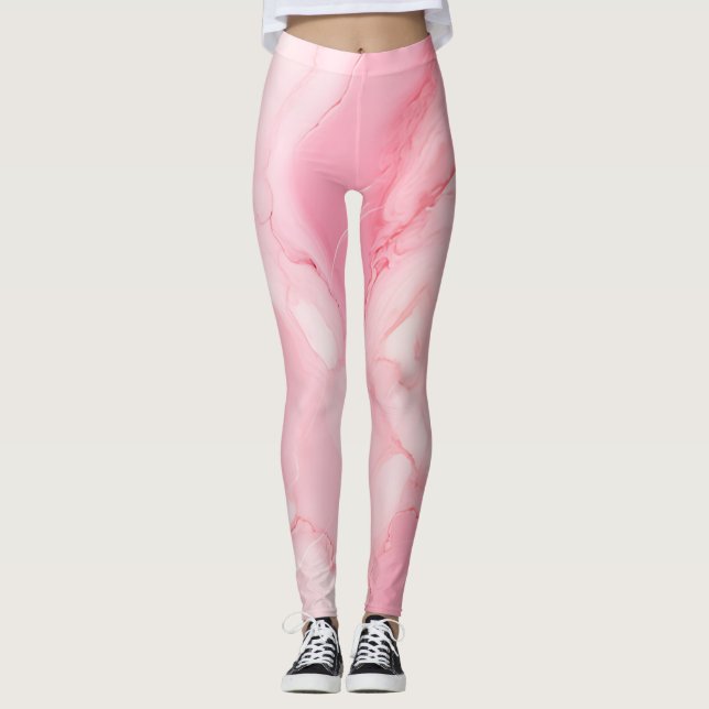 Niedliches hellrosa Marmor Leggings (Vorderseite)