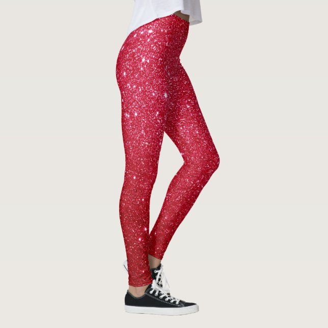 niedliches, hellrotes Glitzer Leggings (Rechts)