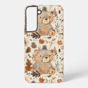 Niedliches Herbstbär- und Waldblattmuster Samsung Galaxy Hülle