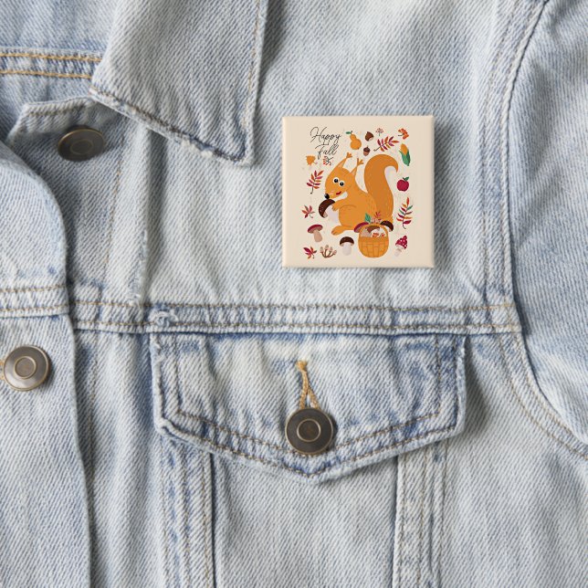 Niedliches Herbsthörnchen mit benutzerdefiniertem  Button (Beispiel)