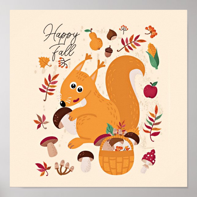 Niedliches Herbsthörnchen mit benutzerdefiniertem  Poster (Vorne)