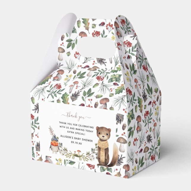 Niedliches Herbstwald | Baby Dusche Gefallen Geschenkschachtel (Vorderseite)