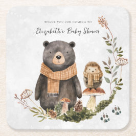 Niedliches Herbstwald | Babydusche Rechteckiger Pappuntersetzer