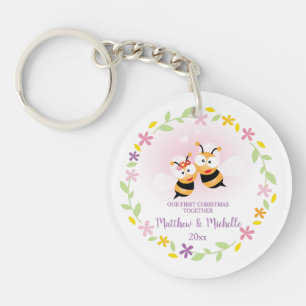 Niedliches Herr-und Frau-Honey Bee First Christmas Schlüsselanhänger