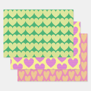 Niedliches Herz Art Retro Stil Liebe Geschenkpapier Set