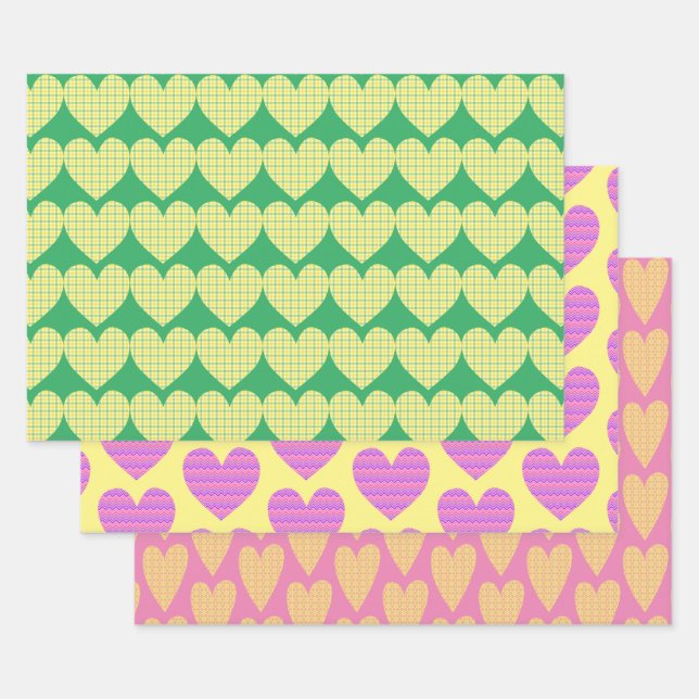 Niedliches Herz Art Retro Stil Liebe Geschenkpapier Set (Set)