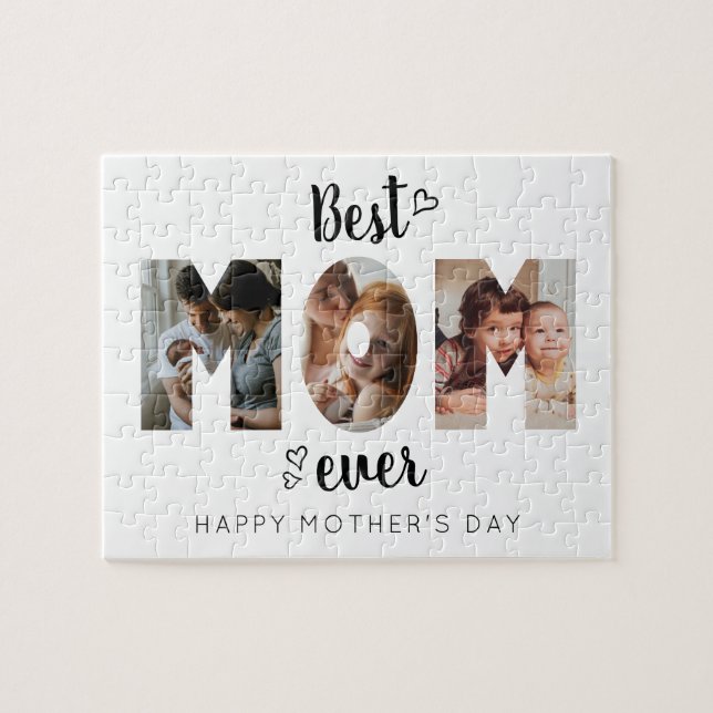 Niedliches Herz Beste Mama je 3 FotoCollage (Horizontal)