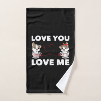 Niedliches Herz Cat Liebe Romantische Couple Kitte Handtuch