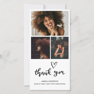 Niedliches Herz Danke, Script Graduate Foto Dankeskarte