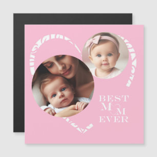 Niedliches Herz-Foto, "Beste Mama je" in Rosa und  Magnetkarte