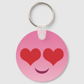 Niedliches Herz für Augen Pink Emoji Schlüsselanhänger