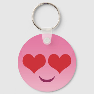 Niedliches Herz für Augen Rosa Emoji Schlüsselanhänger