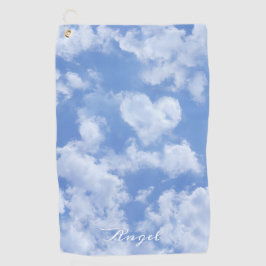 Niedliches Herz gestreift Wolke in blauem Himmel f Golfhandtuch