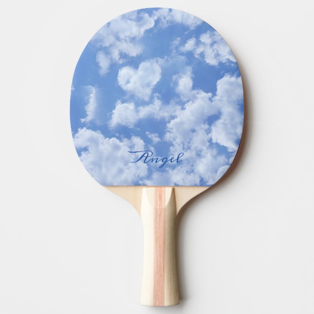 Niedliches Herz gestreift Wolke in blauem Himmel f Tischtennis Schläger (Vorderseite)