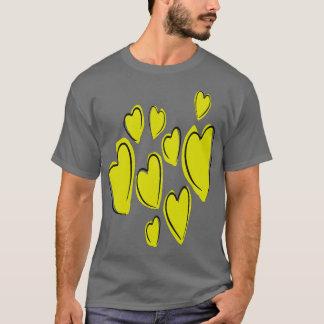 Niedliches Herz Hand gezogen fett gelbe romantisch T-Shirt